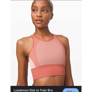 Lululemon Women's Mauve‎ Pink Ebb to Train Seamless Workout Sports Bra Sz 4